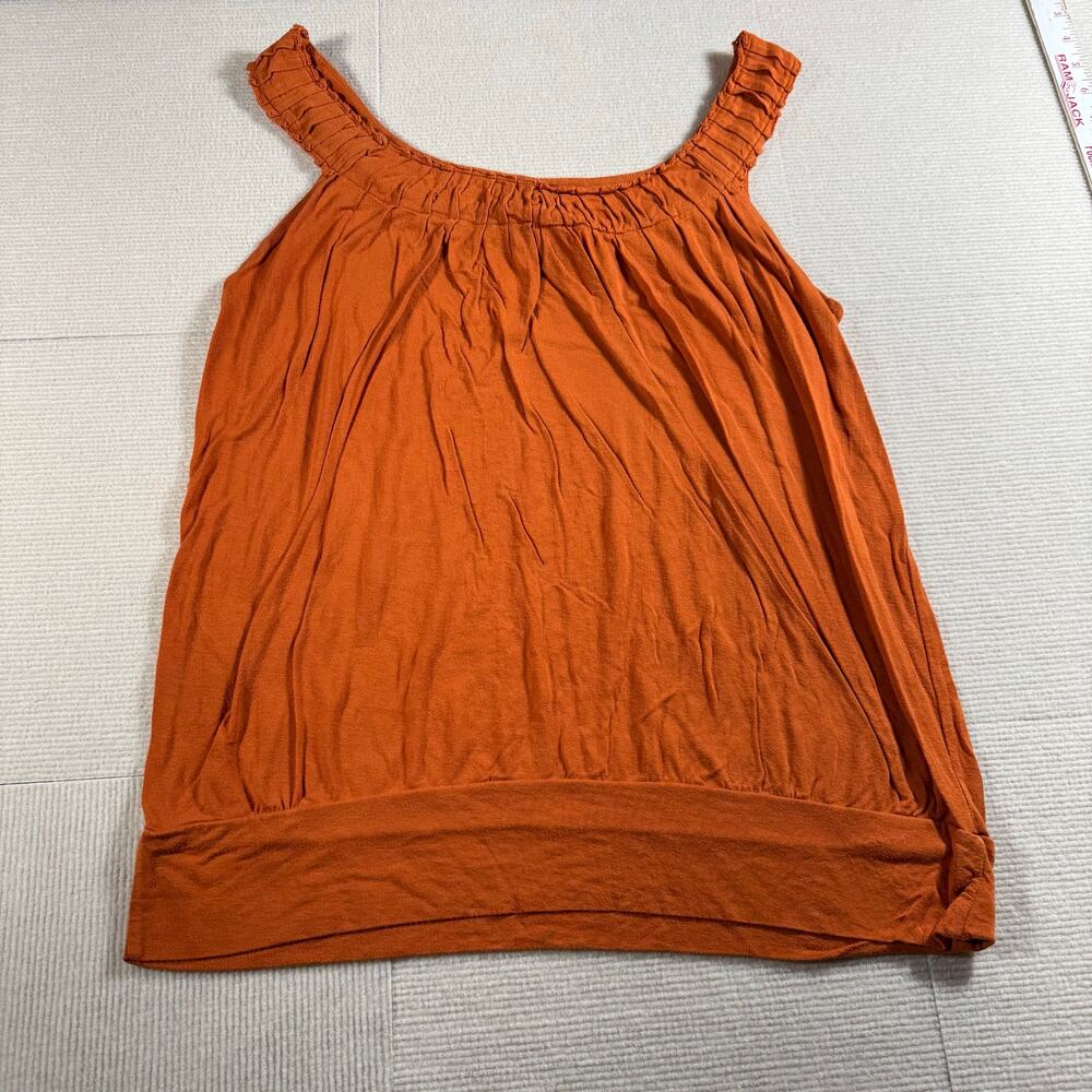 VTG Axcess Liz Claiborne Womens Med Orange Tank Top Scoop Neck Banded Y2K Earthy
